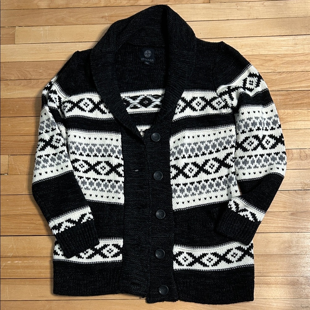 Sansara Black and White Pattern Cardigan